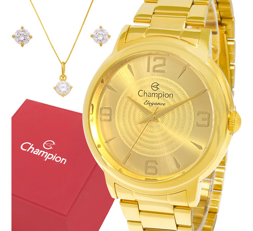 Relógio Feminino Dourado Champion Luxo 1 Ano De