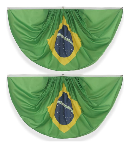 Banderines De Bandera De Abanico Plisada De Brasil, 3 X 6 Pi