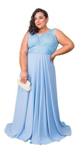 Vestido Festa Azul Tiffany Plus Size - Madrinha Casamento 