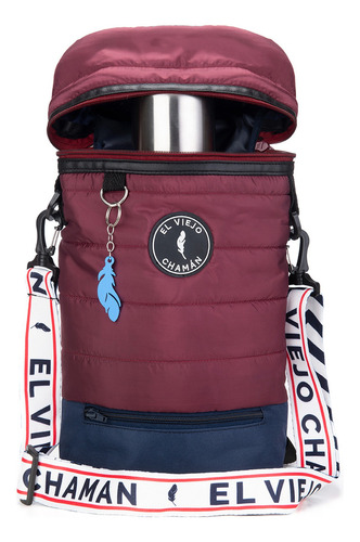 Bolso Matero Mochila Morral El Viejo Chaman Cusco Colores Color Bordo con Azul