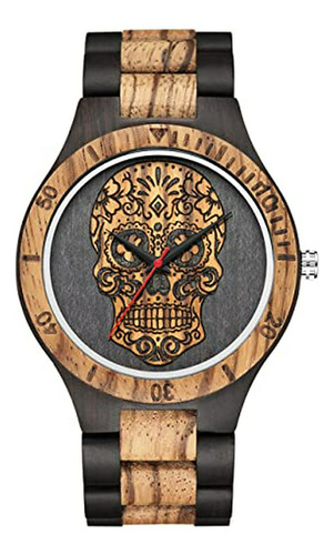 Reloj De Madera Grabado, Esqueleto Punk Rock, México.