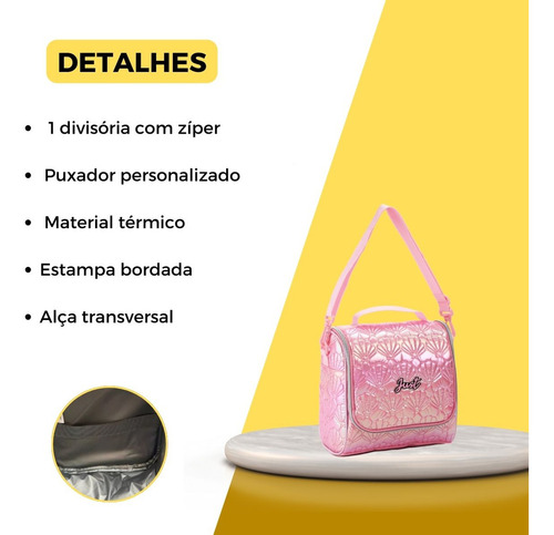 Mochila Rodinha 360° Conchas Metalizada Juvenil Meninas Cor Rosa