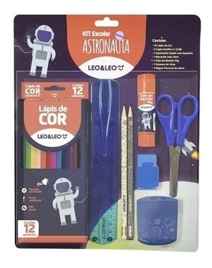 Kit Material Escolar Completo Infantil Meninos Astronauta 