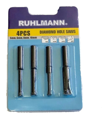 Kit Copas Diamantadas 4 Pzs Vidrio Ceramica Granito Ruhlmann