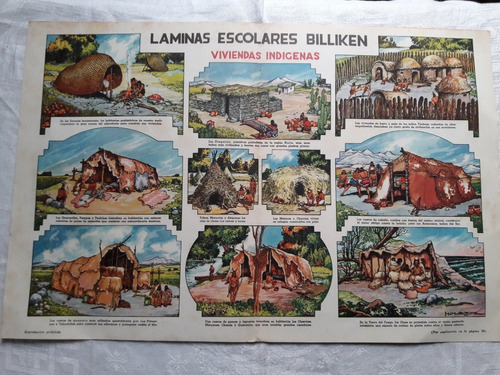 Viviendas Indigenas - Antigua Lamina Coleccion Billiken 