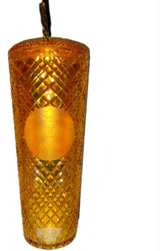 Vaso Portable Con Popote Marca Starbucks Diseño Gold 