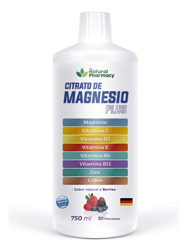 Citrato De Magnesio Plus Líquido Con Vitaminas Y Minerales Berries