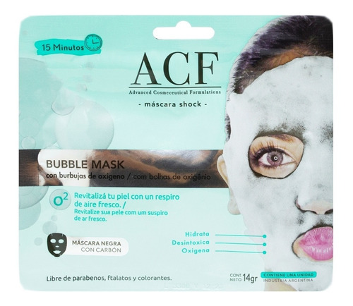 Acf Bubble Máscara Facial Burbujas Revitalizante Apto Vegano