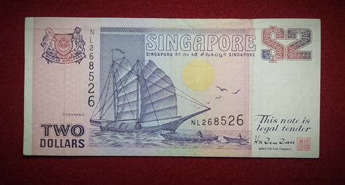 Billete 2 Dolares Singapur 1992 Pick 28 Barco Imp Londres 