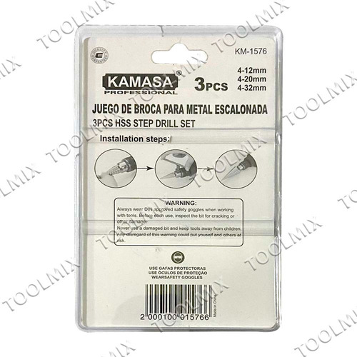 Imagen 2 de 9 de Juego Set 3 Brocas Cónica Escalonada 4 Mm A 32 Mm