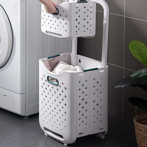 Cesta De Almacenamiento De Ropa Sucia Multiusos Con Ruedas 2