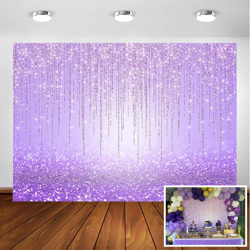 Telon De Fondo Avezano Con Purpurina Violeta Para Fiesta De