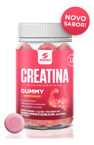 Kit 2 Gummy Creatina 3g Sabor Morango E Uva Verde