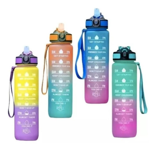 Botella Motivacional Deportiva Trendy 1l Toma Todo Libre Bpa