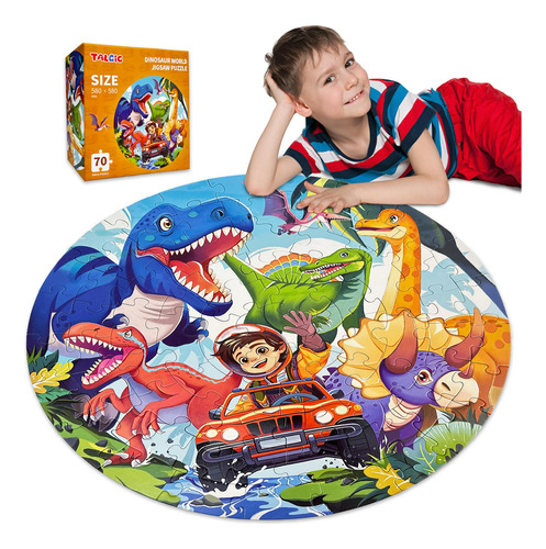 Puzle Talgic Dinosaur Para Niños De 4 A 8 Años, 70 Piezas Co