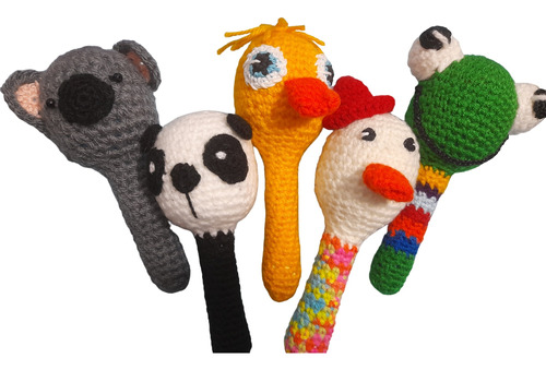 Promo X4 Sonajeros Infantiles Tejidos Al Crochet- Mod Varios