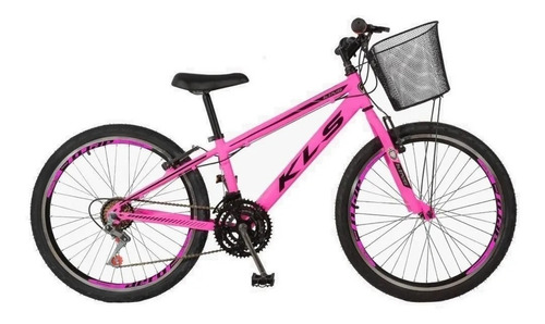 Bicicleta Aro 24 Freio V-brake Mtb 21 Marchas Kls Alumínio Cor Bicicleta aro 24 Rosa neon