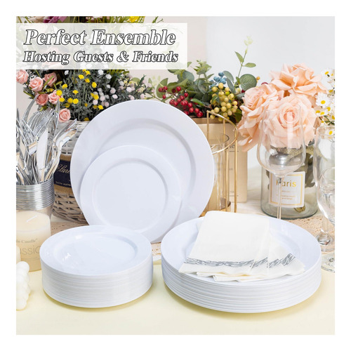 Beststar 100 Placas Plásticas Blancas Para Cena, Resistentes