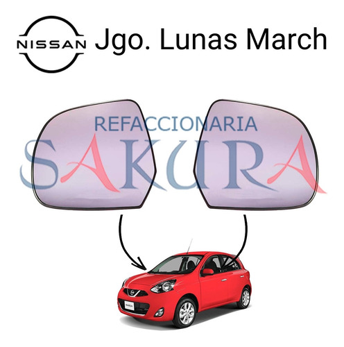 Kit Lunas Espejos Izquierda Y Derecha Nissan March 2016