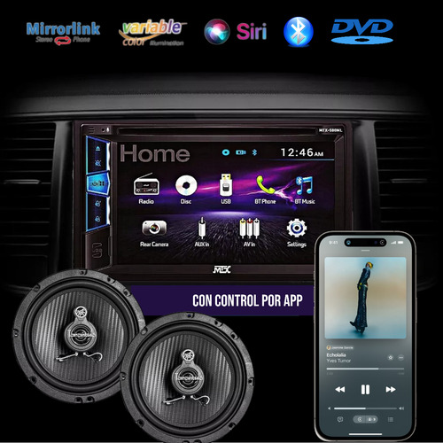 Pantalla Doble Din Mtx Audio Bt Usb Dvd Cd+bocinas 6.5