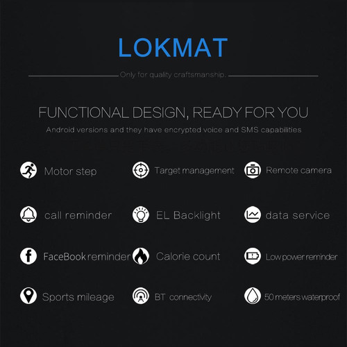 Reloj Inteligente Lokmat Mk16 Militar Militar Resistente Par