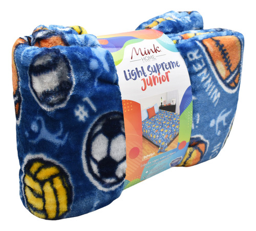 Cobertor Super Suave Matrimonial Mink Home Deporte Baby Mink Color Azul Diseño De La Tela Estampado Deportes