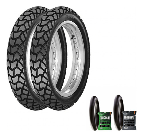 Par Pneu Maggion 90/90-19 + 110/90-17 +2 Camaras Bros Crosse