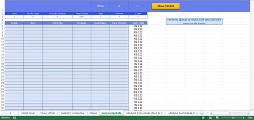 Planilha Excel De Medição De Obra E Construção