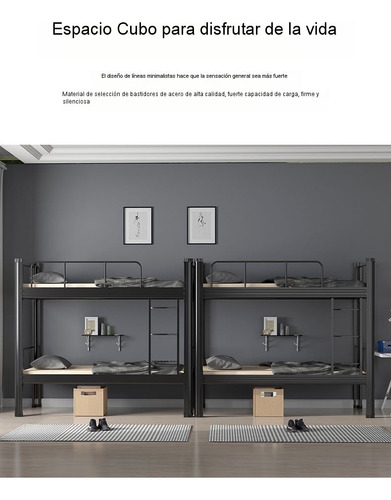 Cama Doble De Hierro Y Acero, Estilo Industrial Con Soporte