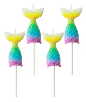 Comprar Set De Vela Somos Cotillon Colas De Sirena Color Multicolor Con Forma De Cola De Sirena Diseño Colas De Sirena - Pack X 4