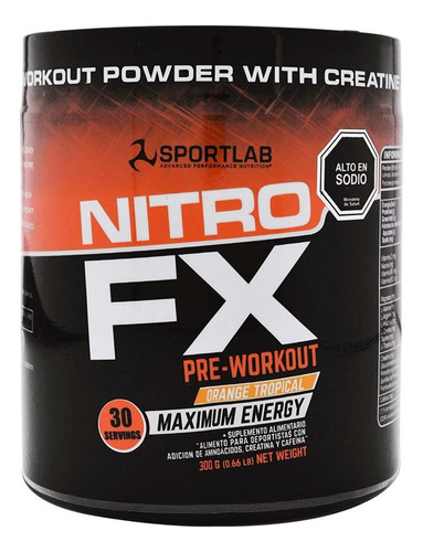 Nitro Fx Preworkout Orange 300g 30servicios Sportlab