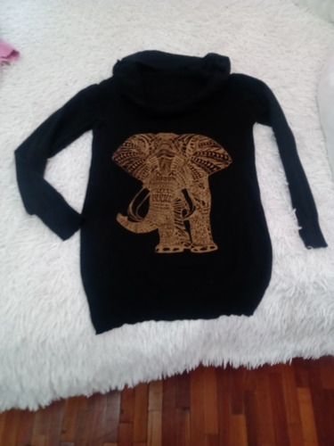 Polera Negra Lana Elefante Tm Sweater Poulover 