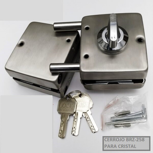 Imagen 3 de 5 de Cerrojo P/ Cristal Bronzen 258 Doble Vidrio Llave/ Perilla