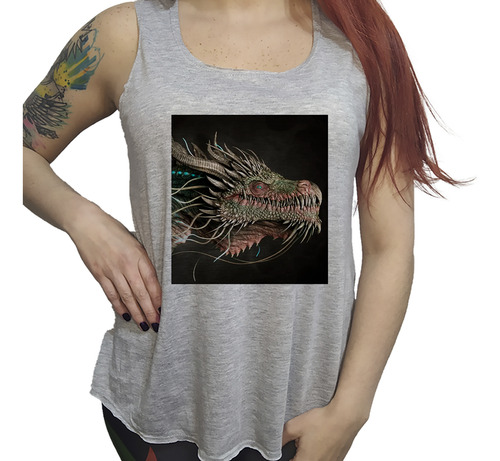 Musculosa Dama Dragon Realista Ilustracion Digital