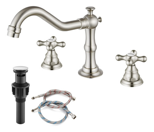 Griferia Para Baño De Pileta Con Desague Brushed Nickel 