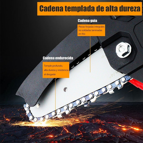 Imagen 4 de 7 de Motosierra Eléctrica Inalambrica Mini Portátil Con 1 Batería
