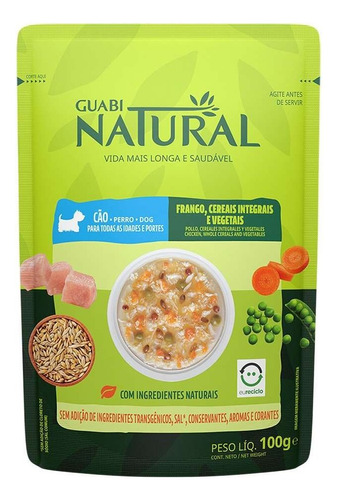 Ração Úmida Cães Guabi Natural Frango Cereais Veg Sachê 100g
