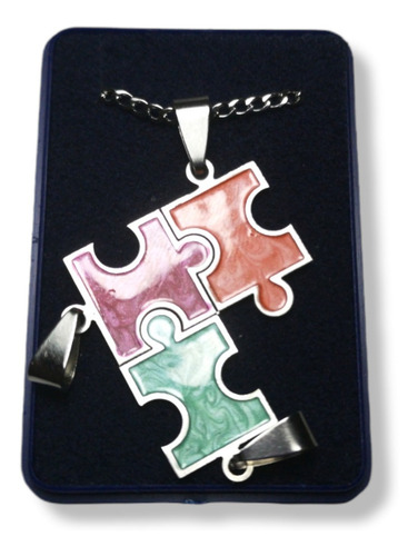 Dije Pluzzle Amistad 3 Partes Acero Quirurgico C/3 Cadenas