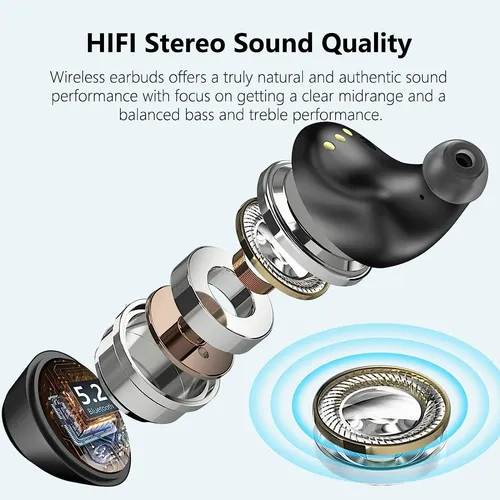 Auriculares Internos Earbuds Inalambricos, Negro | Aruind