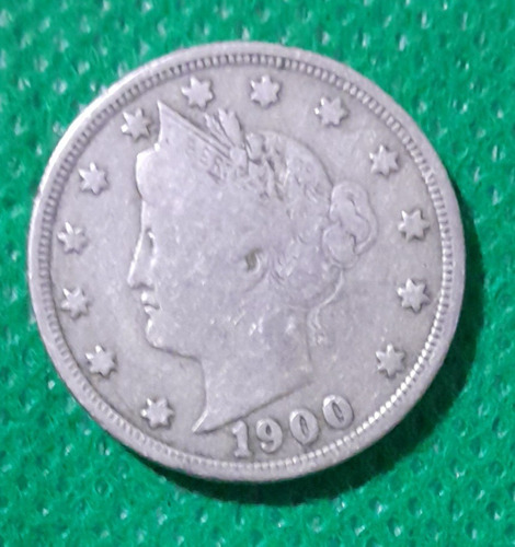 Moneda De 5 Centavos Libertad, Eeuu, Año 1900
