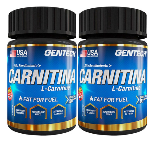 2 Carnitina Gentech 90 L-carnitine Quemador De Grasas