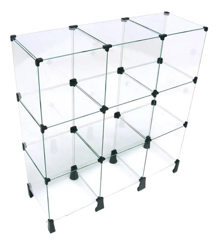 Balcão Vitrine Em Vidro Com 9 Divisórias 0,90 X 1,00 X 0,30