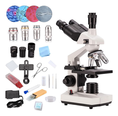 Microscopio Trinocular Compuesto, Aumento 40x-5000x, Microsc