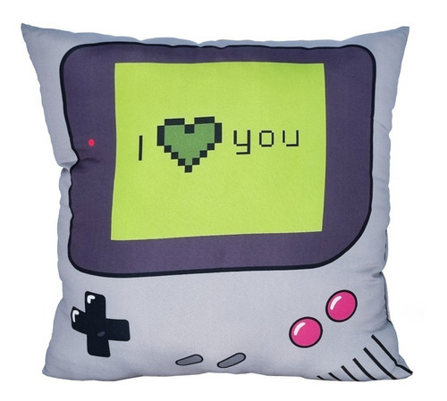 Almofada Game Boy I Love You Video Game Presente Gamer Cor Cinza