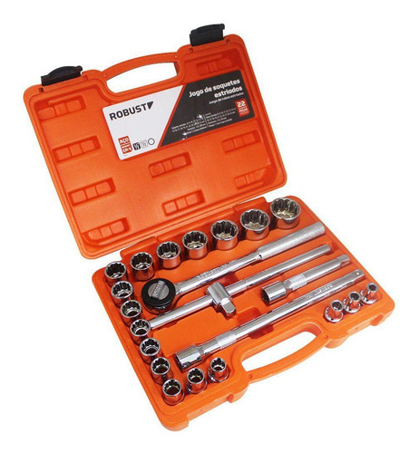 Jogo Soquete 1/2 8 À 32 Mm D26-22am 22 Peças Robust Gedore Cor Laranja