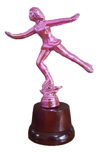 Trofeo Plástico Patín Patinadora Rosa 16cm Souvenir B Madera