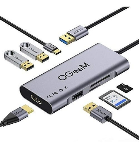 Adaptador Multipuerto Usb Qgeem 7 En 1 Hdmi Usb Pd Micro Sd 