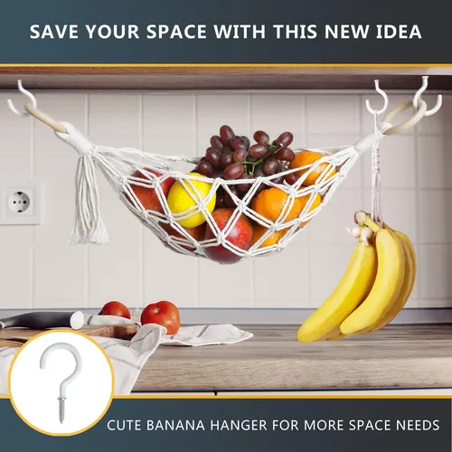 Hamaca De Frutas Bajo Gabinete, Macrame, Ahorra Espacio, Mod