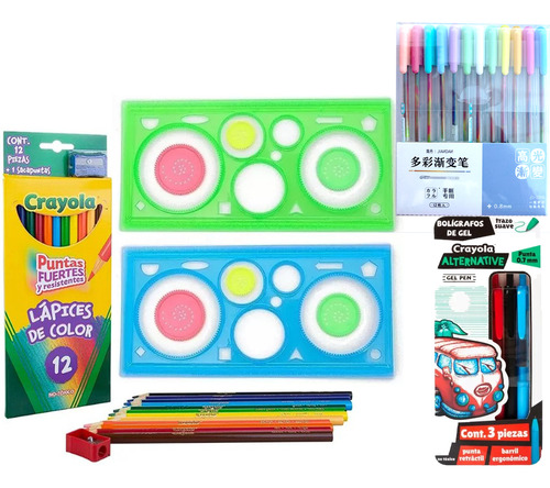 Kit Espirografos + Colores, Bolígrafos Alternative Y Plumas