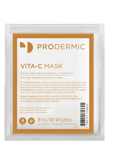 Vita-c Mask Mascarilla Facial Peel Off Vitamina C Prodermic Tipo de piel Todo tipo